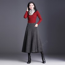 앙마이 여성용 원피스 나팔 넓은 다리 치마 일자 통 모직 바지 와이드 배기 팬츠
