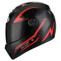 DAYU 오토바이 헬멧 풀페이스 헬멧 더블 렌즈 포함, 검은색 렌즈가 있는 빨간색 줄무늬