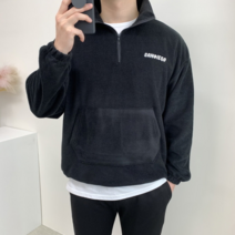 마이클로드샌디에고 레터링 자수 커플 오버핏 반집업 아노락 양면 후리스 맨투맨 4컬러