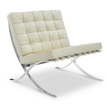 바르셀로나 의자 북유럽 싱글 소파 이탈리아 디자이너 레저 안락 의자, 트리플 시트, 미색 가죽