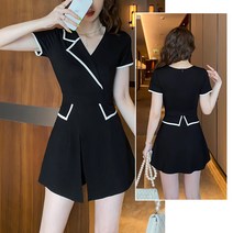 스타일아유 여성 여름 결혼식 하객원피스 정장 카라 미디 블랙 원피스 V넥 원피스 데이트룩
