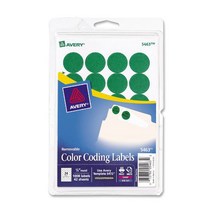 Avery Print/Write Self-Adhesive Removable Labels 0.75 Inch Diameter Green 1008 per Pack (5463) nu, 1