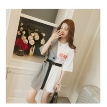 리누보 여성 미니 원피스 루즈핏 페이크 투피스 라운드넥