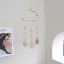 요라나 아이방인테리어 아기방 원목 우드 행성 구름 벽걸이모빌 인테리어소품, 구름모빌
