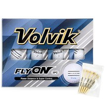 볼빅 플라이온 3피스 3선 골프공 1더즌 12구 퍼스트샷 대나무 골프티 5EA, 1세트, 12개