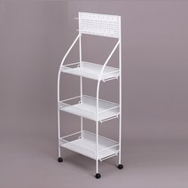 리우씨앤씨 편의점 진열대 과자 바퀴 달린 매대 수납대 이동식 철제 선반, 흰색, 1개