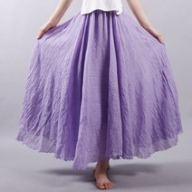 모리 여문예 빅사이즈 면마 스커트 밴딩 허리 린넨 A라인 스커트 롱 퓨어 컬러 네임 빅핏 스커트