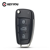 폴딩키 스마트키 리모컨 자동차 키 Keyyou 교체 접이식 플립 원격 쉘 케이스 아우디 블레이드 용 3 버튼 케이스, 없음