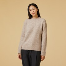 [JAJU/자주] 여 라운드넥 헤어리 니트_베이지