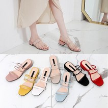 [애슬릿] PVC 스트랩 뮬 슬리퍼 힐 3cm