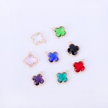 짱패브릭 메탈 클로버 큐빅 팬던트, 라이트핑크