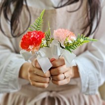 카네이션 코사지 브로치 부토니에 어버이날 스승의날 비누꽃 유치원 어린이집 선생님 부모님 감사 선물 행사 단체 감동, 투톤 살구핑크 카네이션