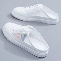 MeetU 뮬운동화 뒷굼치없는 여성운동화 슬리퍼형