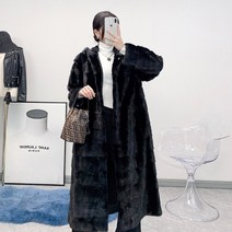 [바나이 BANAI] 바나이 자체제작 리얼 휘메일밍크 블랙그라마 롱후드 밍크코트