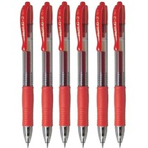 유럽 파일럿 G2 07 파란색 미세 개폐식 젤 잉크 펜 롤러볼 0.7mm 펜촉 팁 0.39mm 선 너비 리필 가능 bl-g2–76개들이 팩 파란색, 6 팩, 빨간색