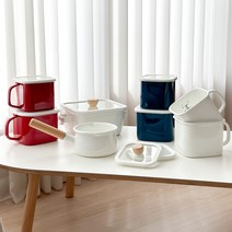 눈금계량 있는 안정적인 소재 - 법랑 냄비 캠핑 인덕션 냄비 집들이선물 답례품, 법랑양수냄비(3.7L)-1p