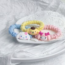 귀여운 산리오 마이멜로디 시나모롤 폼폼푸린 곱창 머리끈 3개 세트 헤어밴드 머리끈