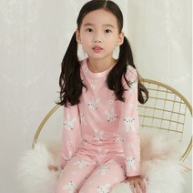 초등 여아 발열 내의 내복 베이비 토끼 발열피치 9부세트