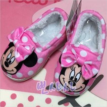 디즈니 미니마우스 도트 리본 방한 실내화 택 뽀사사 털실내화