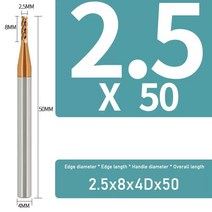 YIFINO 밀링 커터 합금 코팅 텅스텐 스틸 도구 Cnc 기계 HRC55 엔드밀 탑 키트 공작, 04 2.5x8x4Dx50_01 1CPS