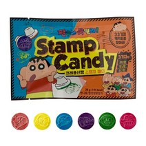 크레용신짱 짱구 스탬프 캔디 38g 알록달록 컬러 도장