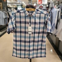 이랜드 [레노마셔츠]NC 불광점 레노마 셔츠 반팔 블루 린넨 믹스 혼방 체크 밑단 RLUSGP-257-BU-55