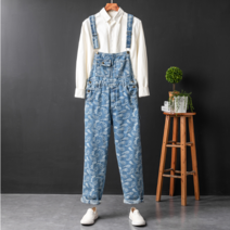 2022신상 데님 멜빵바지 힙합복 점프슈트 커플룩