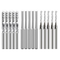 엔드 밀 조각 비트 세트 목공 아크릴 절단에 대 한 15pcs CNC 라우터 비트 3.175 / 2mm 샹크 카바이드 밀링 커터, 하나, 은, 15개