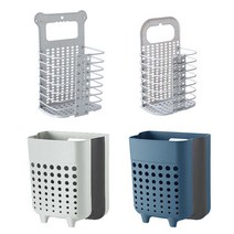 이동식 벽걸이 빨래 바구니 분리수거함 장난감정리함 원룸 기숙사 빨래보관함, 접이식, 중형, 그레이