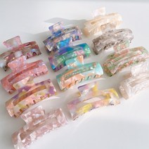 셀룰 반묶음 긴머리 숱많은 올림머리 마블 자개 스퀘어 집게핀 8cm