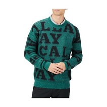 176814 골프자켓 Callaway C22218105 남성용 크루넥 니트 로고 자카드 모헤어 니트 스웨터 골프, LL, 1140 그린