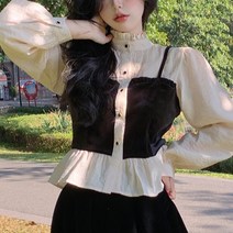 [랜덤플레이] 넥 프릴 쇼트 블라우스