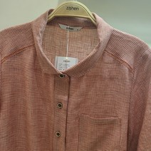 지센 LCWSM532 린넨 체크 블라우스
