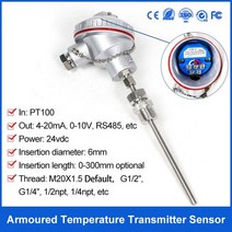 RS485 온도 센서 산업용 트랜스미터 4-20mA, 100mm, -50-200 degree RS485