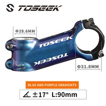 자전거 스템 Toseek wcs mtb 도로 줄기 핸들 바 31.8mm 사이클링 액세서리 알루미늄 합금 현혹 파란색에서 보라색, 17도 90mm