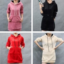 캐주얼 화사한 컬러감 기모 후드 벨벳 겨울 원피스 4가지컬러 후드롱티 폰케이스후드티