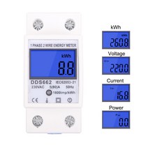 단상 2 선 LCD 디지털 디스플레이 전력계 전력 소비 에너지 계량기 AC 230V kWh 50Hz 전기 딘 레일, [02] With backlight
