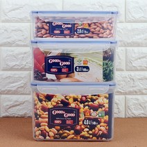 socean FDA 손질 야채 채소 보관통 진공 보관 용기 사각 중 냉장고 냉동고 정리 식기세척기 반찬통 국산 냉장고 쌀통, 3L