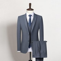 남자 정장 세트 그레이 베스트 쓰리피스 투버튼 비즈니스 캐주얼 셋업 하객 면접 사계절 봄