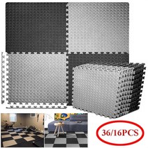 방음매트 충격흡수 36pcs 30x30cm 보호 쿠션 방수 미끄럼방지 소프트 패드 충격 음소거 체육관 홈트 피트니스 요가 매트 반려견매트, 36pcs 회색