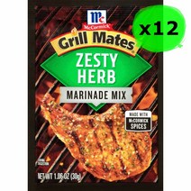 맥코믹 그릴메이트 제스티 허브 마리네이드 믹스 30g 12팩 McCormick Grill Mates Zesty Herb Marinade (미국배송), 1개