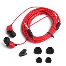 소음측정기 3 미터 길이 유선 이어폰 모니터 헤드폰 3.5mm 소음 제거 헤드셋 마이크가있는 라이브 스테레오, [01] 빨간
