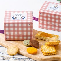미니 쿠키+과자 간식 상자 개별 포장 웨딩 스승의날 승진턱 단체 학생 어린이 회사 간담회 체육대회 답례품 시보해제 결혼 돌잔치 크리스마스, 25QJ_러브라벨 핑크 체크 수제미니쿠키 간식 상자, 1개