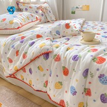 MAY SHOP 플라워 디자인 여름 이불 에어컨 이불솜 러블리 캐릭터 스타일 세탁기로 세척할 수 있다 세련된 랩 디자인 여름 이불 한 벌