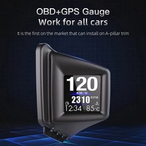 차량 속도계 hud 카플레이 모니터 obd gps head-up display 듀얼 시스템 자동차 디지털 gps 2 인치 lcd 과속 경보 자동차 속도 프로젝터, 검은색