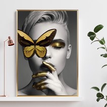 황금 나비 여인 그림 인테리어 거실 액자, 블랙