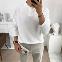 [M~2XL] 구스마켓 많은 남성용 단추 헨리넥 티셔츠 [4컬러]