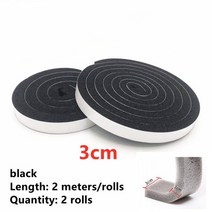 2pcs 자기 접착 성 도어 창 씰링 스트립 스폰지 폼 방음 테이프 방풍 방진 도어 및 창 갭 씰 스트립, 04 black 3cm 2 rolls