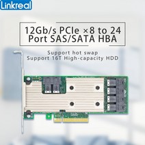 Linkreal 12 기가바이트/초 PCIe x8-24 포트 SAS SATA HBA 컨트롤러 Card-LRSA9C24-24I, 한개옵션0