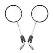 오토바이 바이크 모노크롬 원형 클래식 빅사이즈 백미러, 블랙, 1개